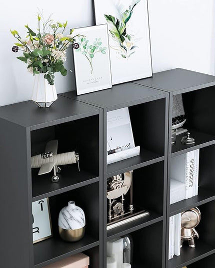 FOTOSOK 8-Tier Media Tower Rack, 11.6 X 9.3 X 70.9 Inches CD DVD Slim Storage Cabinet with Adjustable Shelves, Tall Narrow Bookcase Display Bookshelf for Home Office, Black - LeafyLoom