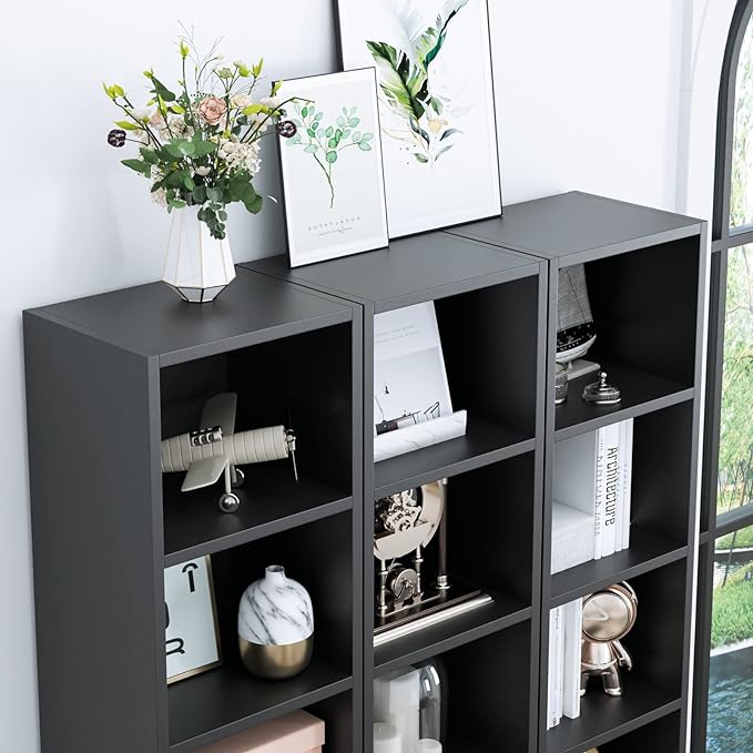 FOTOSOK 8-Tier Media Tower Rack, 11.6 X 9.3 X 70.9 Inches CD DVD Slim Storage Cabinet with Adjustable Shelves, Tall Narrow Bookcase Display Bookshelf for Home Office, Black - LeafyLoom