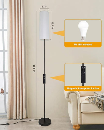 Floor Lamp for Living Room Bedroom,Modern LED Floor Lamp with Remote Control and Stepless Dimmable Colors Temperature & Brightness,Standing Lamps Tall Lamp, 9W Bulb Included(White) - LeafyLoom