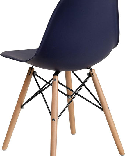 Flash Furniture 2 Pack Elon Series Navy Plastic Chair with Wooden Legsase - LeafyLoom