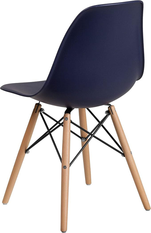 Flash Furniture 2 Pack Elon Series Navy Plastic Chair with Wooden Legsase - LeafyLoom