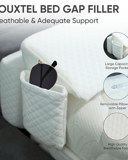 4 Modes Queen Size Wedge Pillow Headboard for Bed Gap, Foldable Bed Wedge Pillow Gap Filler, Mattress Gap Filler, Long Pillow for Bed Triangle Pillow, Fill The Gap (0-7) Between Headboard and Mattress - LeafyLoom
