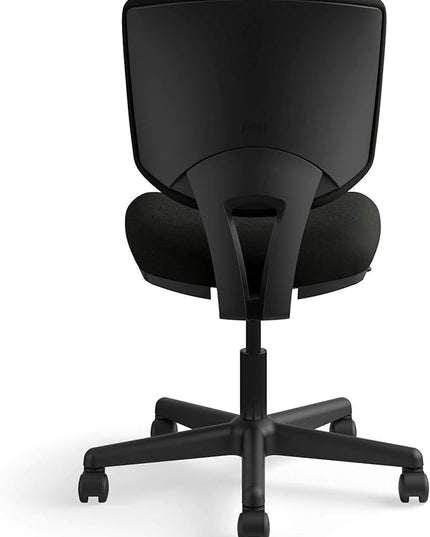 HON Volt Armless Task Seating, Computer Chair for Office Desk, Black SofThread Leather - LeafyLoom