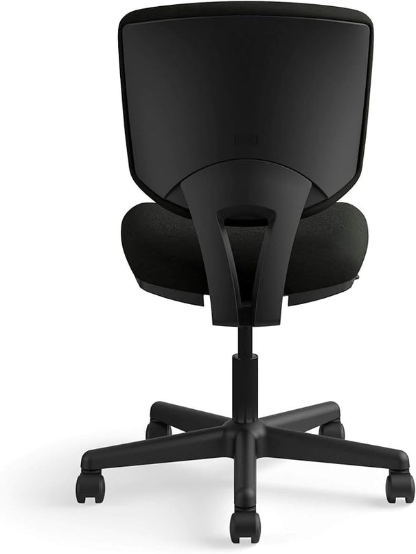 HON Volt Armless Task Seating, Computer Chair for Office Desk, Black SofThread Leather - LeafyLoom