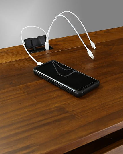 Casual Home Pull-Out & USB Port Folding Desk, Warm Brown (New) - LeafyLoom