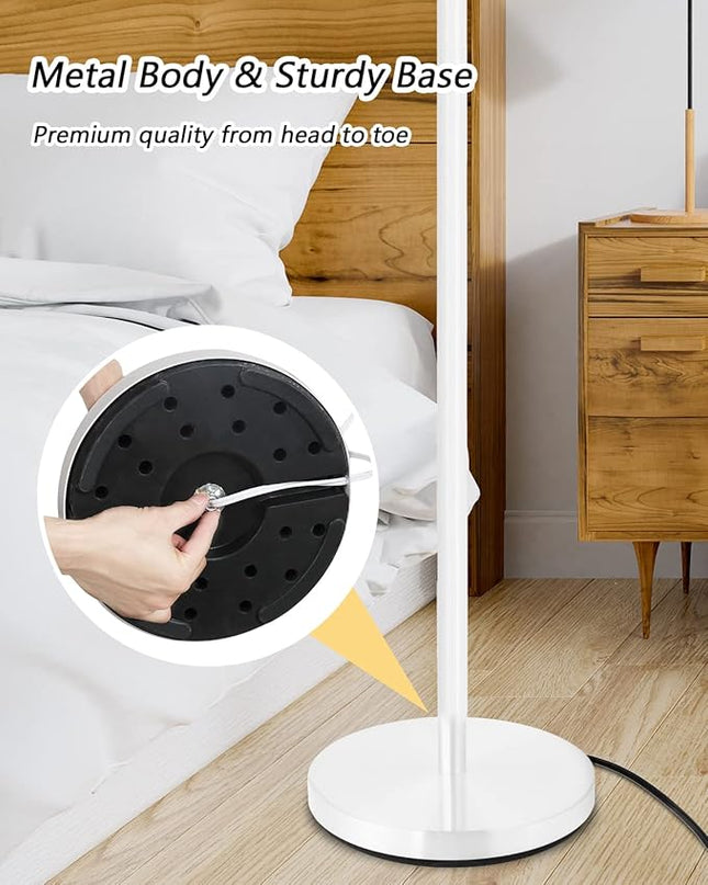 BoostArea Torchiere Floor Lamp, 24W Super Bright LED Standing Lamp, 3000K Stepless Dimmable Pole Lamp with Rotary Switch, 70 Inch Tall Metal Modern White Floor lamp for Living Room/Bedroom/Office/Den - LeafyLoom