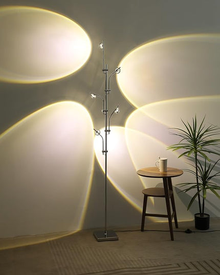 Sunset Projection Floor lamp Unique 5 Head Floor lamp Color for Living Room Background Decorative Adjustable Sunset lamp Modern LED Tall Lamp Bed Room Galvanized Chrome Floor lamp - LeafyLoom