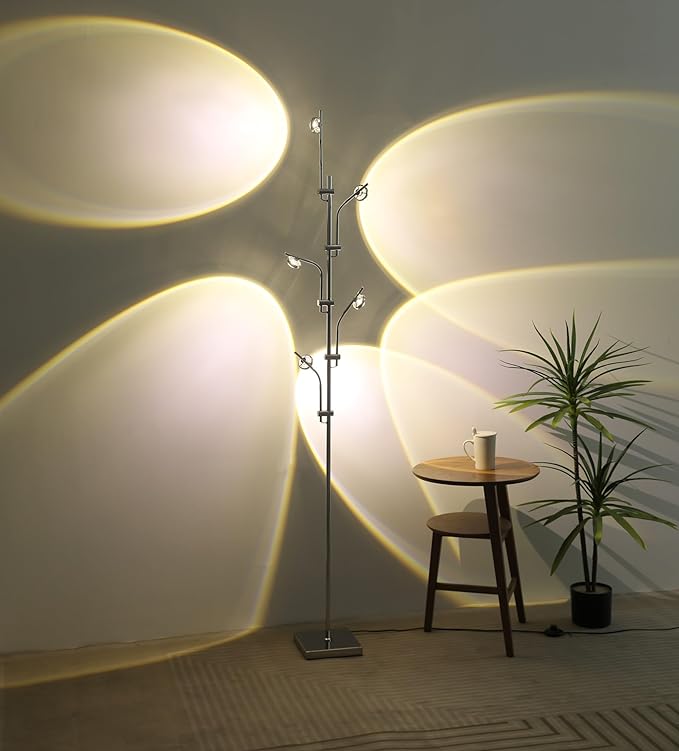 Sunset Projection Floor lamp Unique 5 Head Floor lamp Color for Living Room Background Decorative Adjustable Sunset lamp Modern LED Tall Lamp Bed Room Galvanized Chrome Floor lamp - LeafyLoom