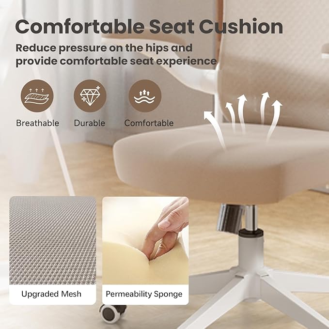 Ergonomic Office Chair - Comfy Desk Chairs with Wheels and Arms, 500LB Heavy Duty Mesh Computer Chairs with Comfortable Head Lumbar Back Support for Office, Bedroom, College Dorm and Study - LeafyLoom