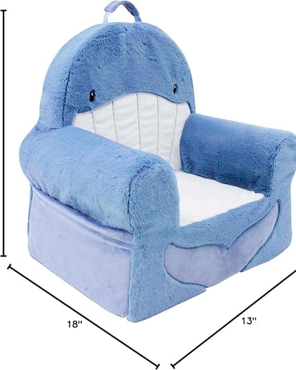Soft Landing Animal Adventure Sweet Seats, Premium and Comfy Toddler Lounge Chair with Carrying Handle & Side Pockets – Blue Whale - LeafyLoom