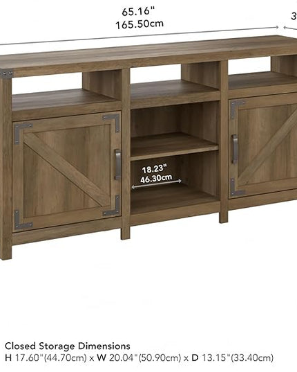 Bush Furniture Knoxville Farmhouse Stand for 75 Inch TV, Living Room Media Console with Storage, 65W, Reclaimed Pine - LeafyLoom