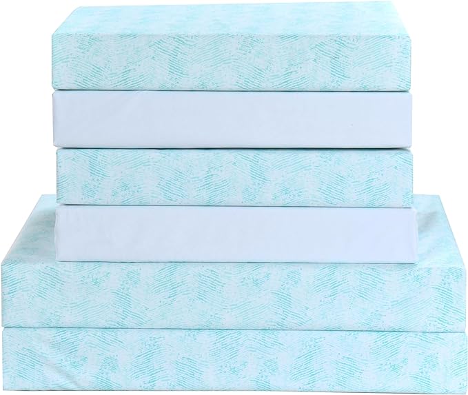 Elegant Comfort Softest and Coziest 6-Piece Sheet Set - 1500 Premium Hotel Quality Microfiber - Deep Pocket, Wrinkle Resistant 6-Piece Wave Pattern Bed Sheet Set, California King, Wave Aqua - LeafyLoom
