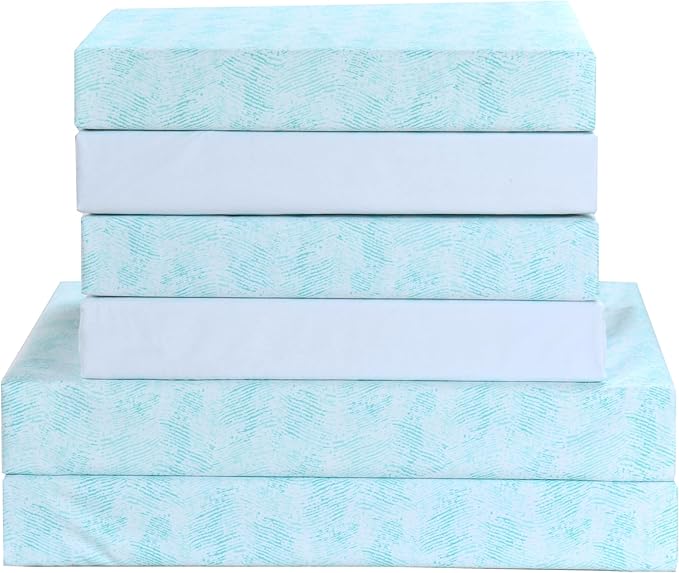 Elegant Comfort Softest and Coziest 6-Piece Sheet Set - 1500 Premium Hotel Quality Microfiber - Deep Pocket, Wrinkle Resistant 6-Piece Wave Pattern Bed Sheet Set, Twin XL, Wave Aqua - LeafyLoom
