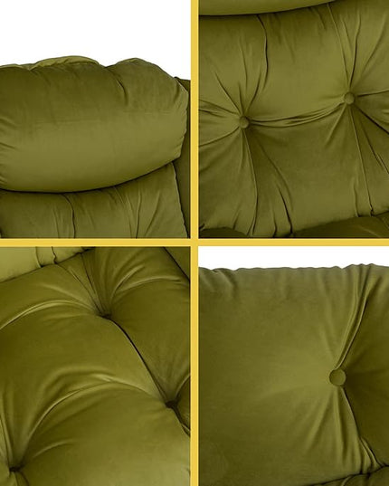 HollyHOME Modern Fabric Large Lazy Chair, Accent Oversized Comfy Reading Chair, Thick Padded Cozy Lounge Chair with Armrest, Steel Frame Leisure Sofa Chair for Living Room, Bedroom, Dorm, Army Green - LeafyLoom