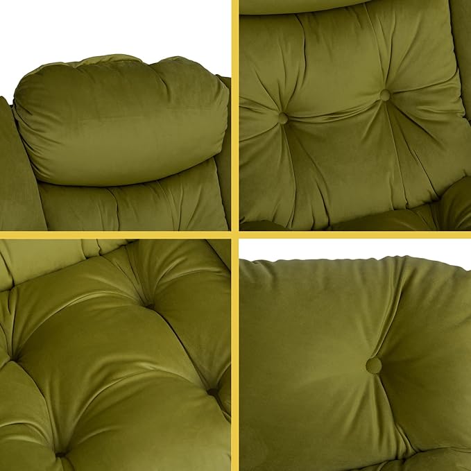 HollyHOME Modern Fabric Large Lazy Chair, Accent Oversized Comfy Reading Chair, Thick Padded Cozy Lounge Chair with Armrest, Steel Frame Leisure Sofa Chair for Living Room, Bedroom, Dorm, Army Green - LeafyLoom