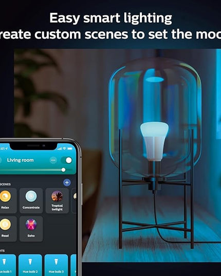 Philips Hue Smart 60W A19 LED Bulb - White and Color Ambiance Color-Changing Light - 1 Pack - 800LM - E26 - Indoor - Control with Hue App - Works with Alexa, Google Assistant and Apple Homekit PhilipsHue