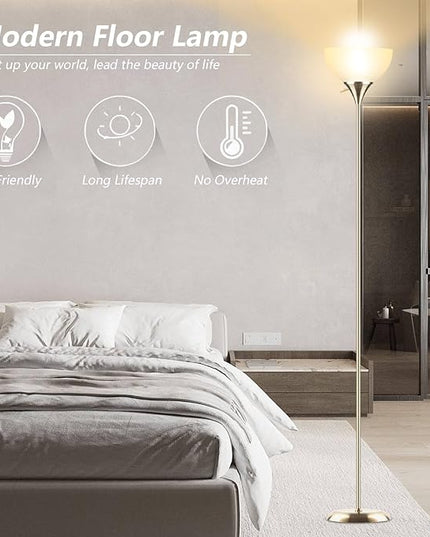 Floor Lamp, Standing Lamp, Floor Lamp for Bedroom, Drop-Resistant White Lampshade, Floor Lamp for Living Room Bedroom Study Office (Bronze) - LeafyLoom
