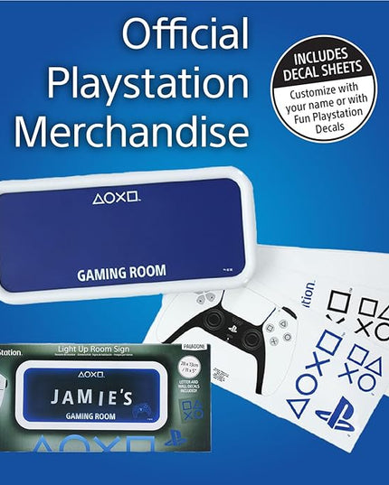 PlayStation Official Licensed Customizable LED Gaming Room Sign with Stickers, Gamer Gift Decor for Wall or Door by Paladone (Blue) - LeafyLoom