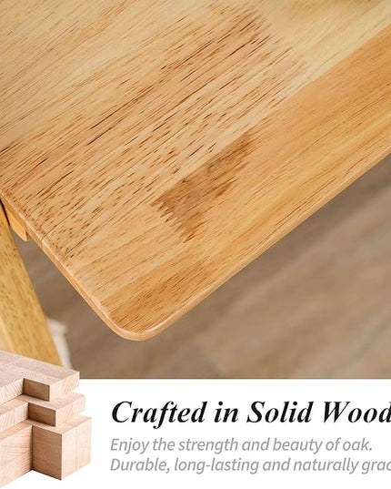Computer Desk, Foldable Desk, Home Office Desks, Solid Wood Writing Desk, Mid Century Modern Desks, Oak Study Table, Folding Desks for Small Spaces, 39.4 W x 27.6 H x 13.6 D Inches, Natural - LeafyLoom