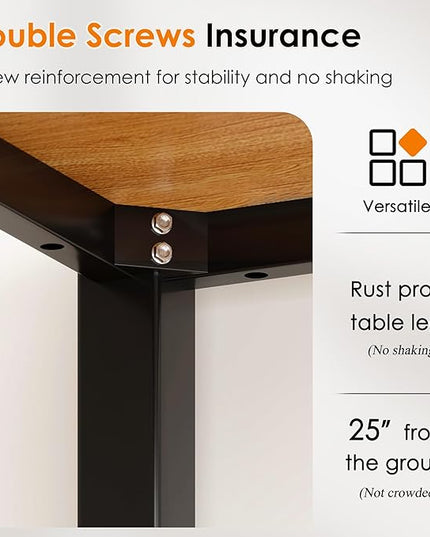 DlandHome 55 inches Large Computer Desk, Composite Wood Board, Decent and Steady Home Office Desk/Workstation/Table, BS1-140TB Teak and Black Legs, 1 Pack - LeafyLoom
