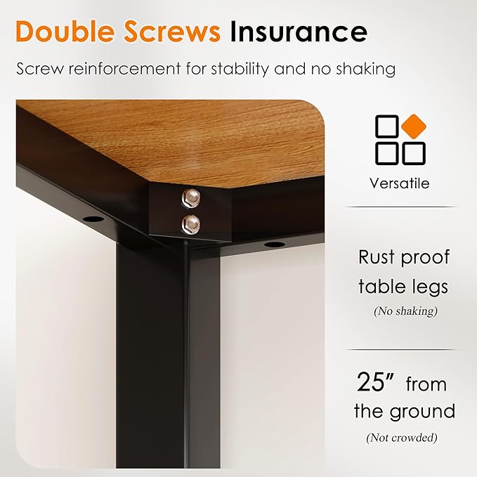 DlandHome 55 inches Large Computer Desk, Composite Wood Board, Decent and Steady Home Office Desk/Workstation/Table, BS1-140TB Teak and Black Legs, 1 Pack - LeafyLoom