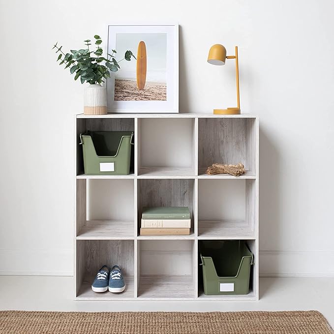 Signature Design by Ashley Paxberry Coastal 9 Cube Storage Organizer or Bookcase, Whitewash - LeafyLoom