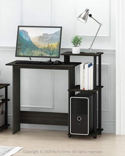 Furinno Efficient Home Laptop Notebook Computer Desk with Square Shelves, Espresso/Black - LeafyLoom