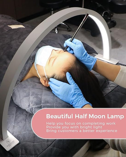 Charme Princesse 30in Half Moon Lamp 48W Half Moon Nail Desk Lamp 1600 Lumen LED Lash Light 3 Color Temperature Lash Lamp for Lashes Eyelash Extensions Tattoo Skin Care (White) M18S-12-US - LeafyLoom