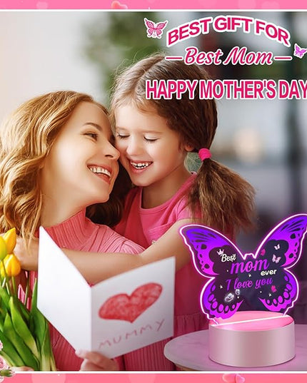 Linkax Mom Birthday Gifts, Butterfly Gifts for Mom from Daughter Son, Mom Gifts Room Decorative Ideas Night Light, Thanksgiving Mothers Day Christmas Birthday Gifts for Mom, Best Mom Ever Gifts - LeafyLoom