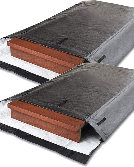 Table Leaf Storage Bag Padded 2 Pack, Heavy Duty Dining Table Leaf Bag, Extra Thick Flannel Backing Dining Table Cover Protector, 51" Lx24''W, Water-Resistant Scratch Resistant, Black - LeafyLoom