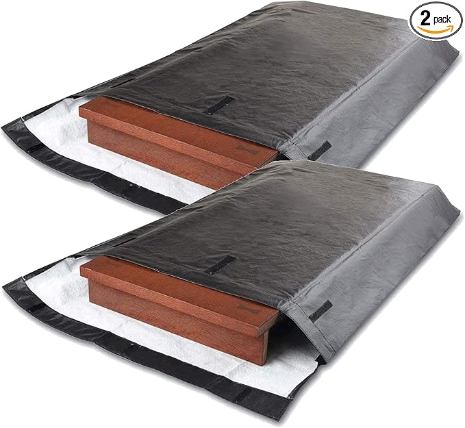 Table Leaf Storage Bag Padded 2 Pack, Heavy Duty Dining Table Leaf Bag, Extra Thick Flannel Backing Dining Table Cover Protector, 51" Lx24''W, Water-Resistant Scratch Resistant, Black - LeafyLoom