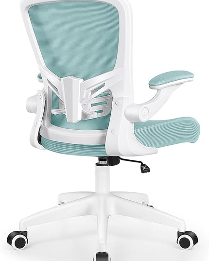 MINLOVE Office Chair Ergonomic Desk Chair with Lumbar Support and Height, Rolling Swivel Desk Chair with Wheels and Flip-up Arms, Breathable Mesh Executive Computer Chair for Home Office(Light Blue) - LeafyLoom