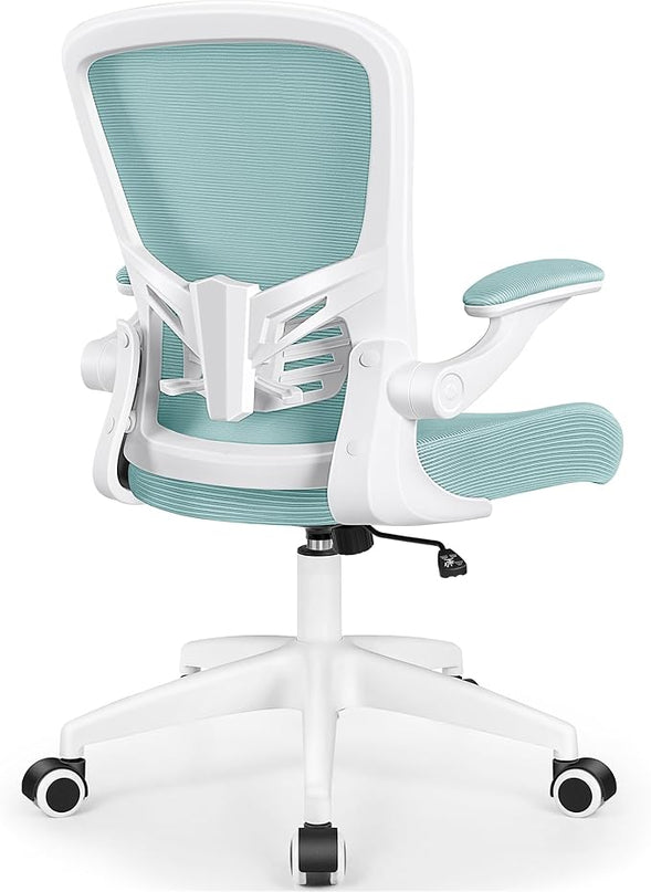 MINLOVE Office Chair Ergonomic Desk Chair with Lumbar Support and Height, Rolling Swivel Desk Chair with Wheels and Flip-up Arms, Breathable Mesh Executive Computer Chair for Home Office(Light Blue) - LeafyLoom