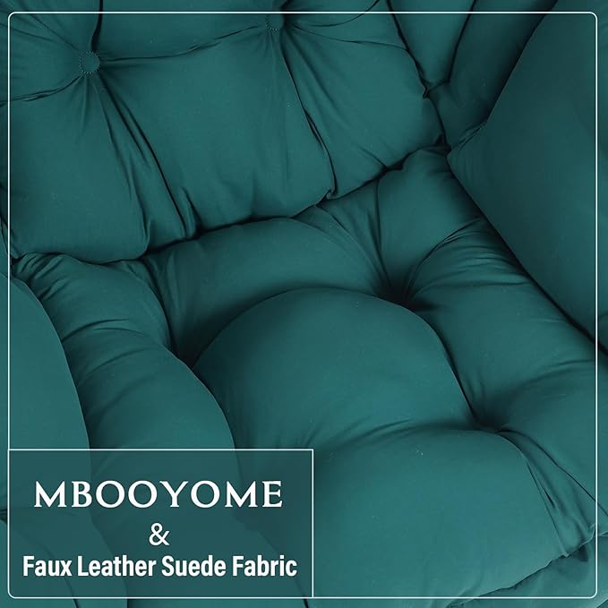 Lazy Chair with Ottoman, Modern Accent Chair Contemporary Lounge Leisure Upholstered Sofa Chair Set with Armrests, Reading Chair for Living Room, Bedroom, Office, Dark Green - LeafyLoom
