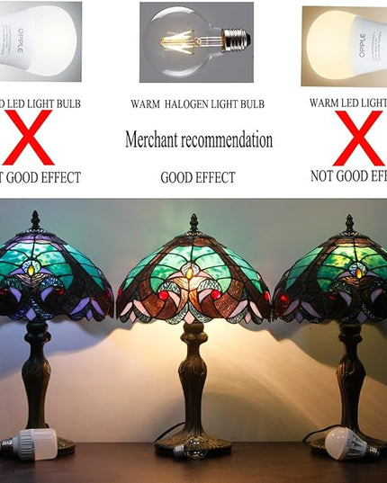 WERFACTORY Tiffany Floor Lamp Green Liaison Stained Glass Arched Lamp 12X18X64 Inches Gooseneck Adjustable Corner Standing Reading Light Decor Bedroom Living Room S160G Series - LeafyLoom