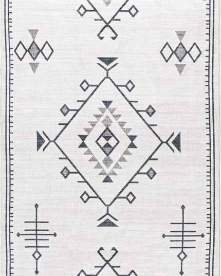 nuLOOM Evalyn Southwestern Machine Washable Ultra Thin Runner Rug, 2' 6" x 6', Cream - LeafyLoom