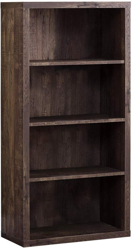 Monarch Specialties Bookcase - Sturdy Etagere with 3 Adjustable Book Shelves - 48”H (Brown) - LeafyLoom