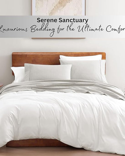 LANE LINEN 100% Organic Cotton California King Sheets Set, 4-Piece Pure Organic Cotton Long Staple Percale Weave Soft Best Bedding Sheets for Bed, Breathable, Fits Mattress Upto 15" Deep - Snowdrop - LeafyLoom