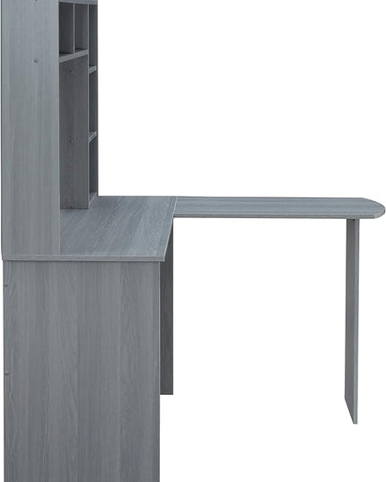 Techni Mobili Modern Hutch L-Shaped Computer Desk, Grey - LeafyLoom