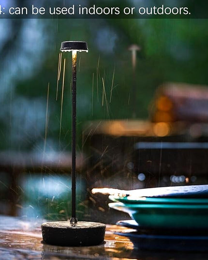 Cordless Table Lamp Rechargeable Outdoor Waterproof Portable Battery Operated LED Table Light - for Home Restaurant Desk Bar Patio Kitchen Dinning Party (Black) - LeafyLoom