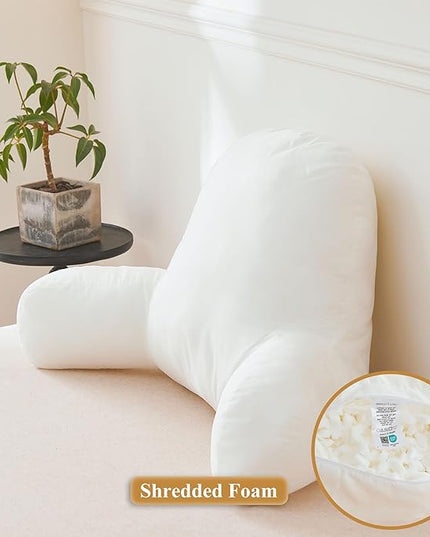 XeGe Reading Pillow Filling (No Cover), Fluffy Backrest Pillow Filler for Bed Sitting Up, Adults Kids Sit Up Back Support Pillow Insert with Arms for Couch Chair Car Home Decoration, Shredded Foam - LeafyLoom