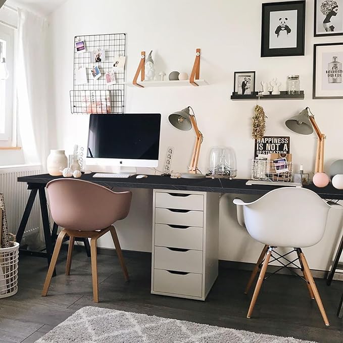 Kaboon Universal Tabletop 59.1"x23.62", Solid One-Piece Melamine Table Top, Double Desk L-Desk DIY, Home and Office Countertop, Cloud Atlas/Black Marble - LeafyLoom