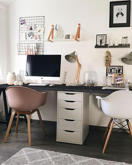 Kaboon Universal Tabletop 55"x20", Solid One-Piece Melamine Table Top, Double Desk L-Desk DIY, Home and Office,Cloud Atlas/Black Marble - LeafyLoom