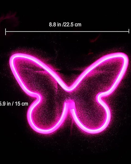 Neon Signs 2 Packs Butterfly Neon Lights Pink & Blue|Battery & USB Powered Nursery Night Lights|Butterfly Art Wall Décor for Bedroom,Dorm, Gaming|Aesthetic Butterfly Decoration Party|Gifts for Kids - LeafyLoom
