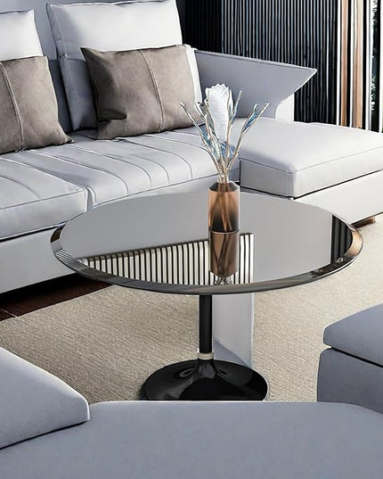 28 Inch Round Tempered Glass Table Top, Black - LeafyLoom