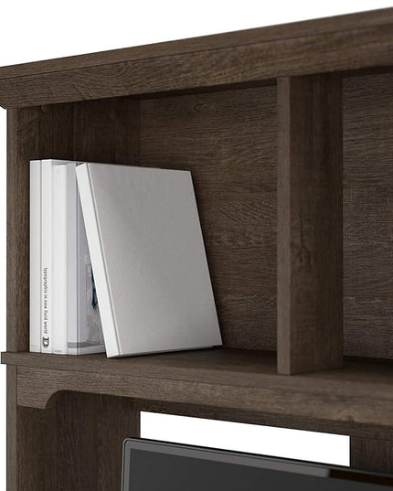 Bush Furniture Salinas Hutch, Desk Attachment with Shelf Storage for Home Office, 60W, Ash Brown - LeafyLoom