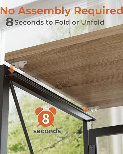 Coavas 31.5 inch Folding Desk No Assembly Required, Writing Computer Desk Space Saving Foldable Table Simple Home Office Desk, Beech - LeafyLoom