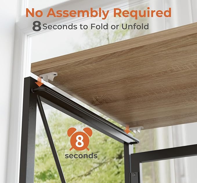 Coavas 31.5 inch Folding Desk No Assembly Required, Writing Computer Desk Space Saving Foldable Table Simple Home Office Desk, Beech - LeafyLoom
