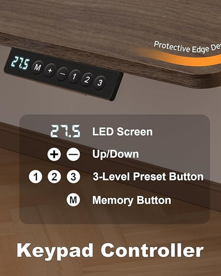 40 * 24 Inches Electric Standing Desk, Adjustable Height Sit Stand Up Desk with 3 Memory Presets, Motorized Home Office Computer Gaming Workstation Desk, Espresso - LeafyLoom