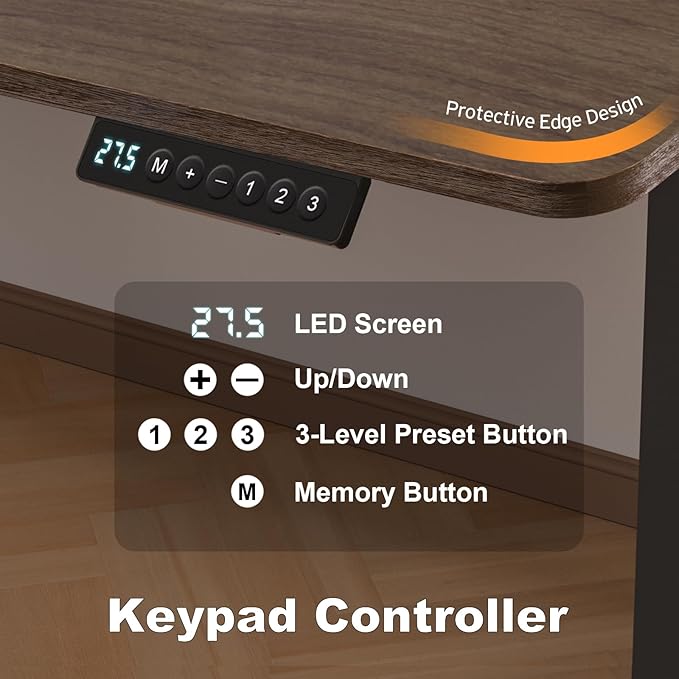 40 * 24 Inches Electric Standing Desk, Adjustable Height Sit Stand Up Desk with 3 Memory Presets, Motorized Home Office Computer Gaming Workstation Desk, Espresso - LeafyLoom
